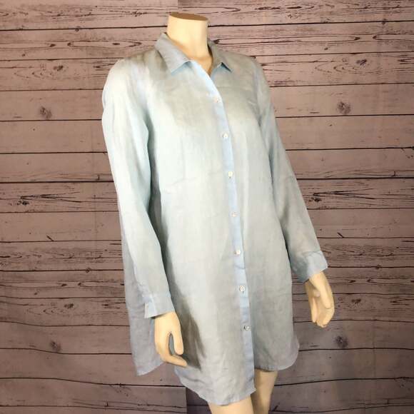 J. Jill Linen button up tunic oversized shirt blouse size medium - Picture 4 of 12